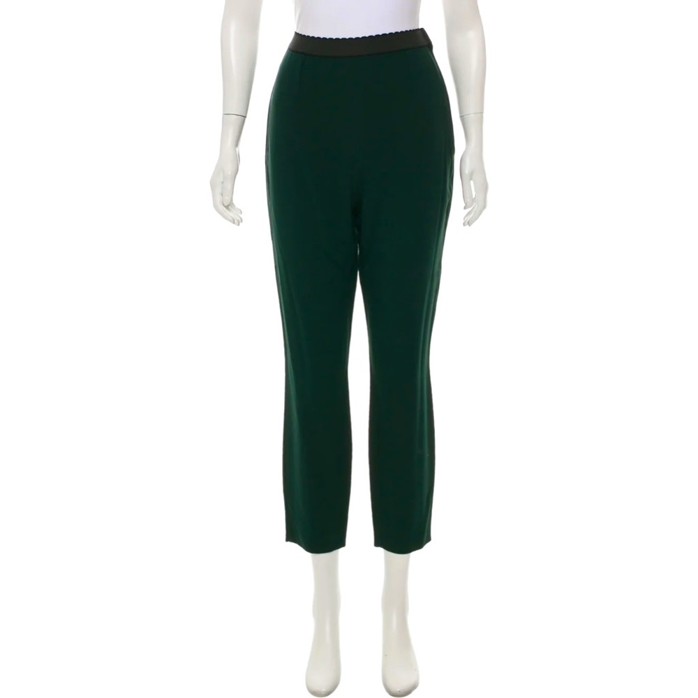 DOLCE & GABBANA Hunter Green High-Rise Straight-Leg Pants, Size: L | US10, IT46